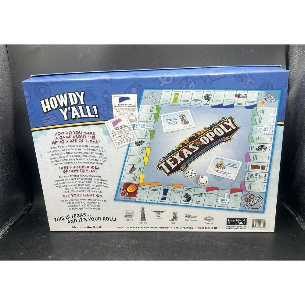 Texasopoly Lone Star State Edition Board Game New Open Box Complete Family Game
